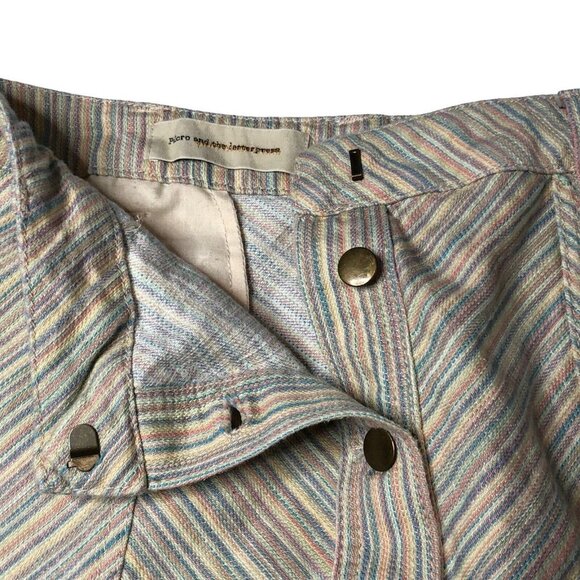 Pilcro and the Letterpress Colorful Striped Button Down Front Skirt Size 10 - Picture 4 of 9